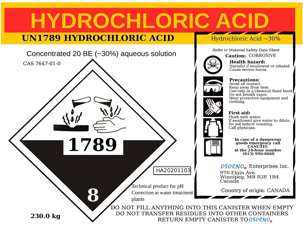 Hydrochloric Acid HCl 32 Osorno Store